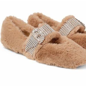 Jimmy Choo Krista Mary Jane Faux Fur Flat